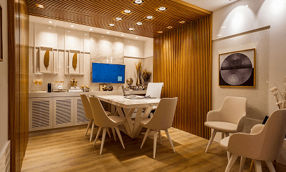 False Ceilings with Wooden Accents
